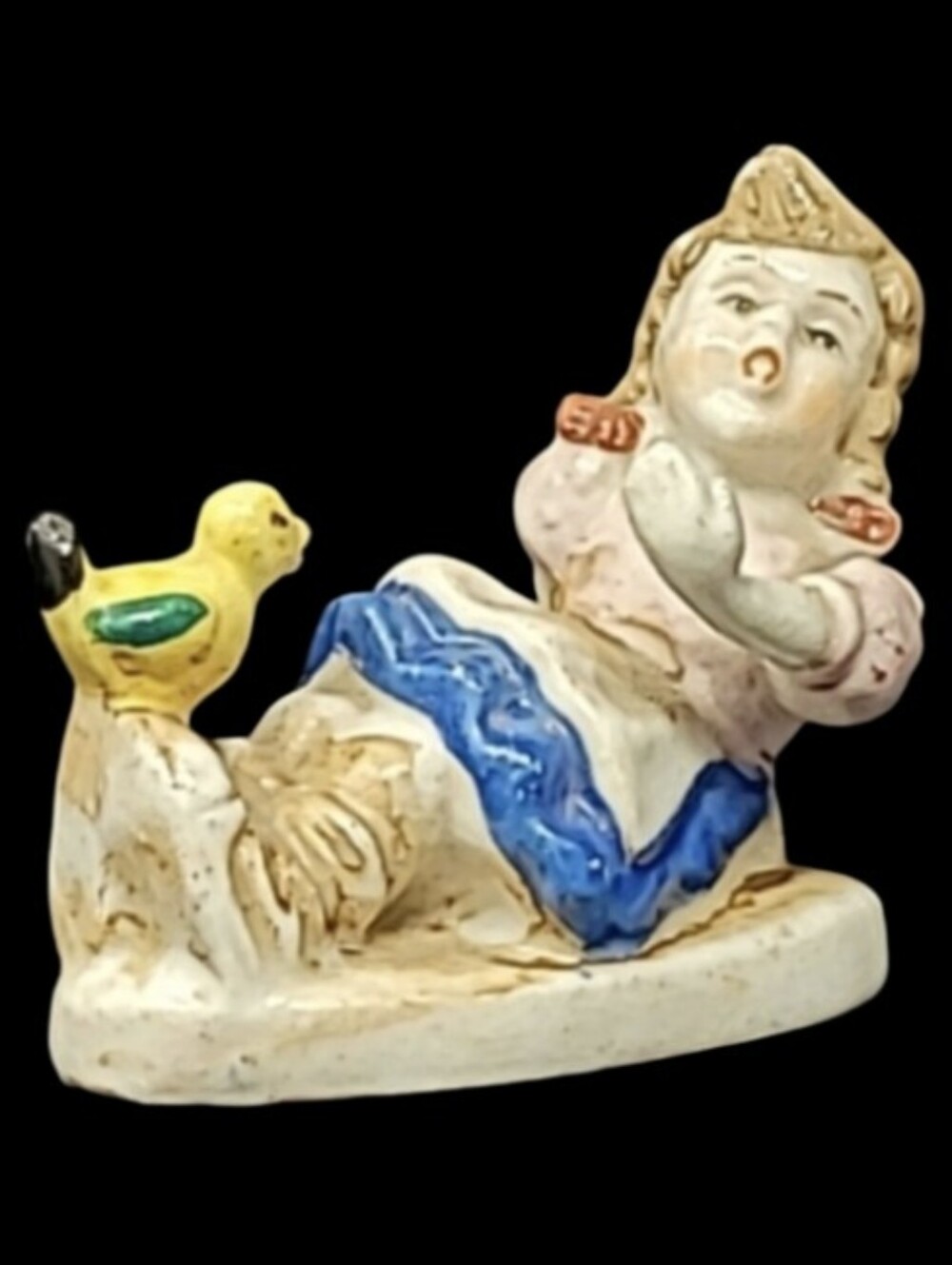VINTAGE(BEFORE 1952)GIRL FALLING IN MUD WITH BIRD FIGURINE   OCCUPIED JA…